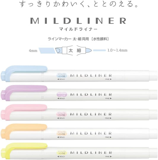 Marcador Zebra Mildliner – Kit 5 cores (Yasashisa Mild) view