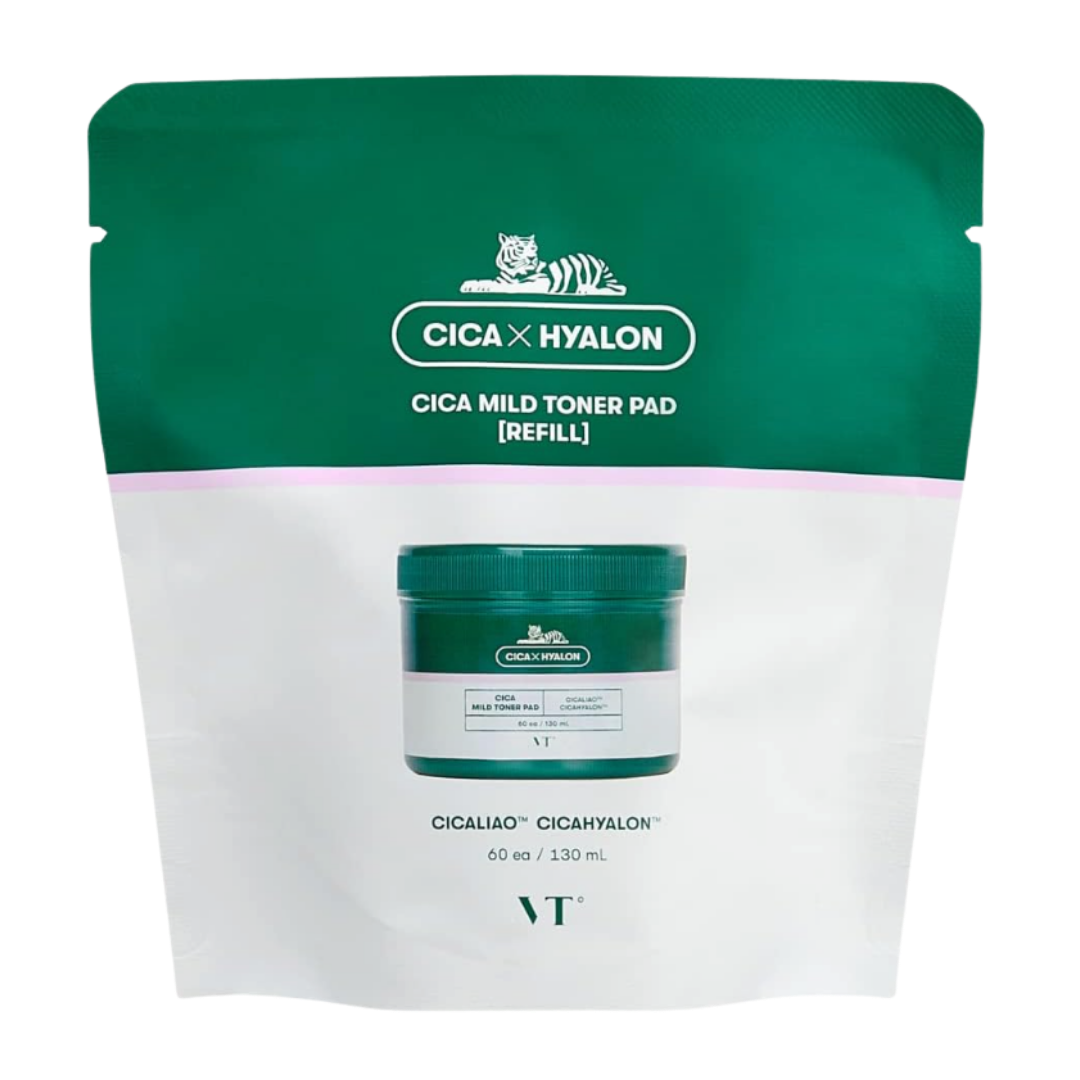 VT COSMETICS CICA Mild Toner Pad Refil 60 unidades - Discos Esfoliantes com Centella Asiática