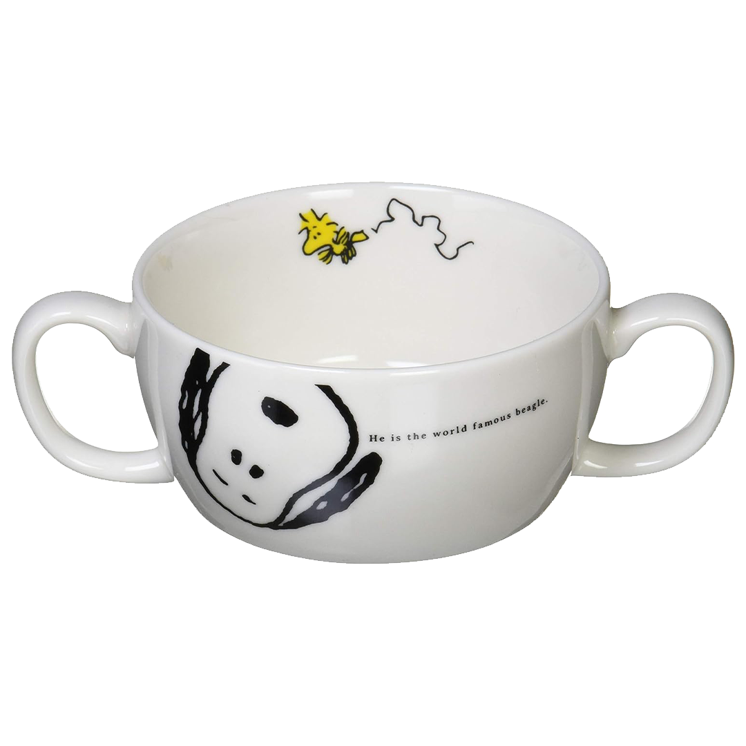 Tigela de Sopa Snoopy com Alça Dupla – Peanuts (Porcelana, 210 ml)
