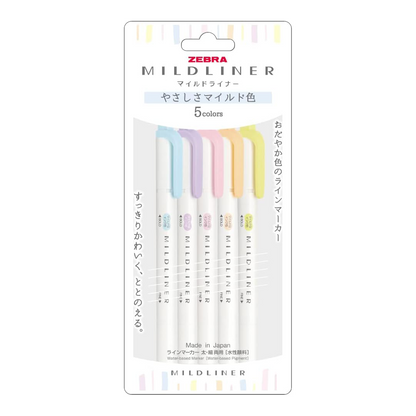 Marcador Zebra Mildliner –  Kit 5 cores suaves