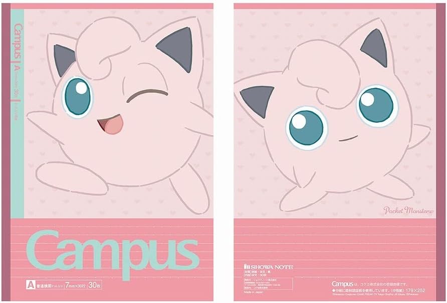 Caderno Campus Pokémon – Pontilhado A – Pacote com 5 - jigglypuff