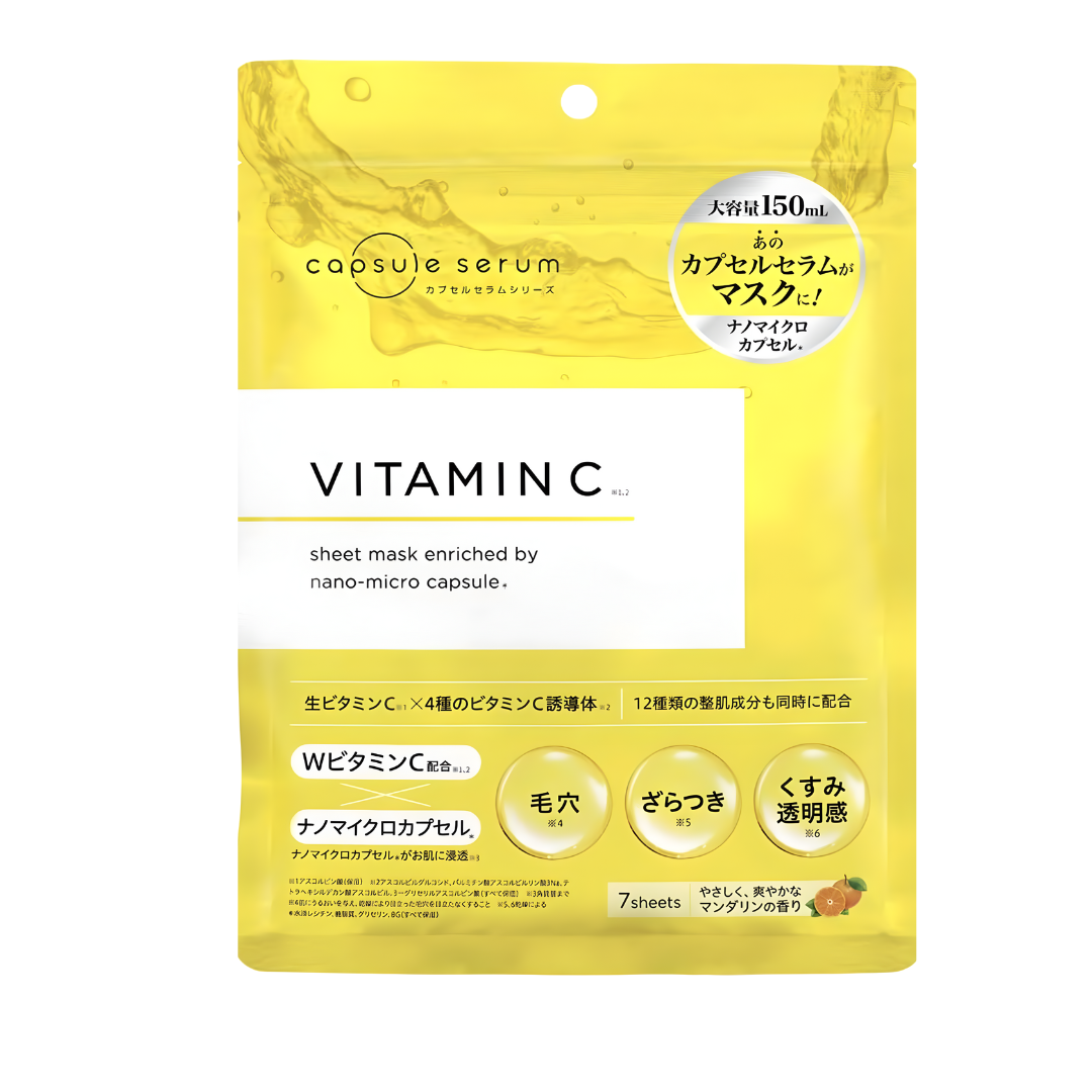 Capsule Serum Máscara Facial Vitamina C 7un CICA Niacinamida Ceramidas Ácido Hialurônico