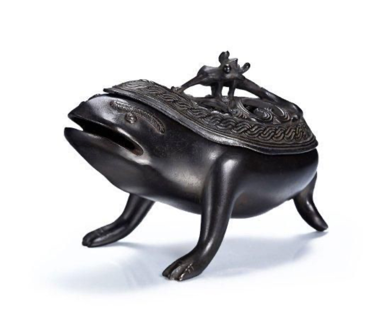 Incensário (Queimador de Incenso) de Cobre — Sapo de Três Patas, feito à mão — Seikado (Quioto)