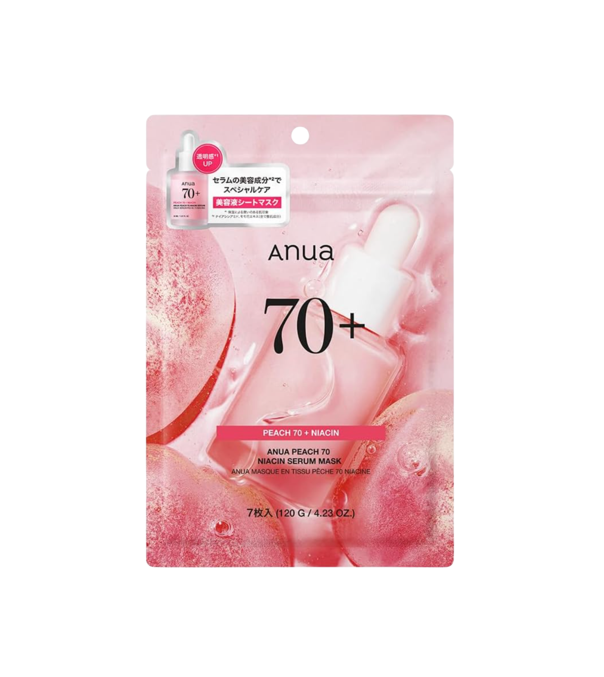 ANUA Máscara Facial Pêssego 70% Niacinamida — 7 unidades