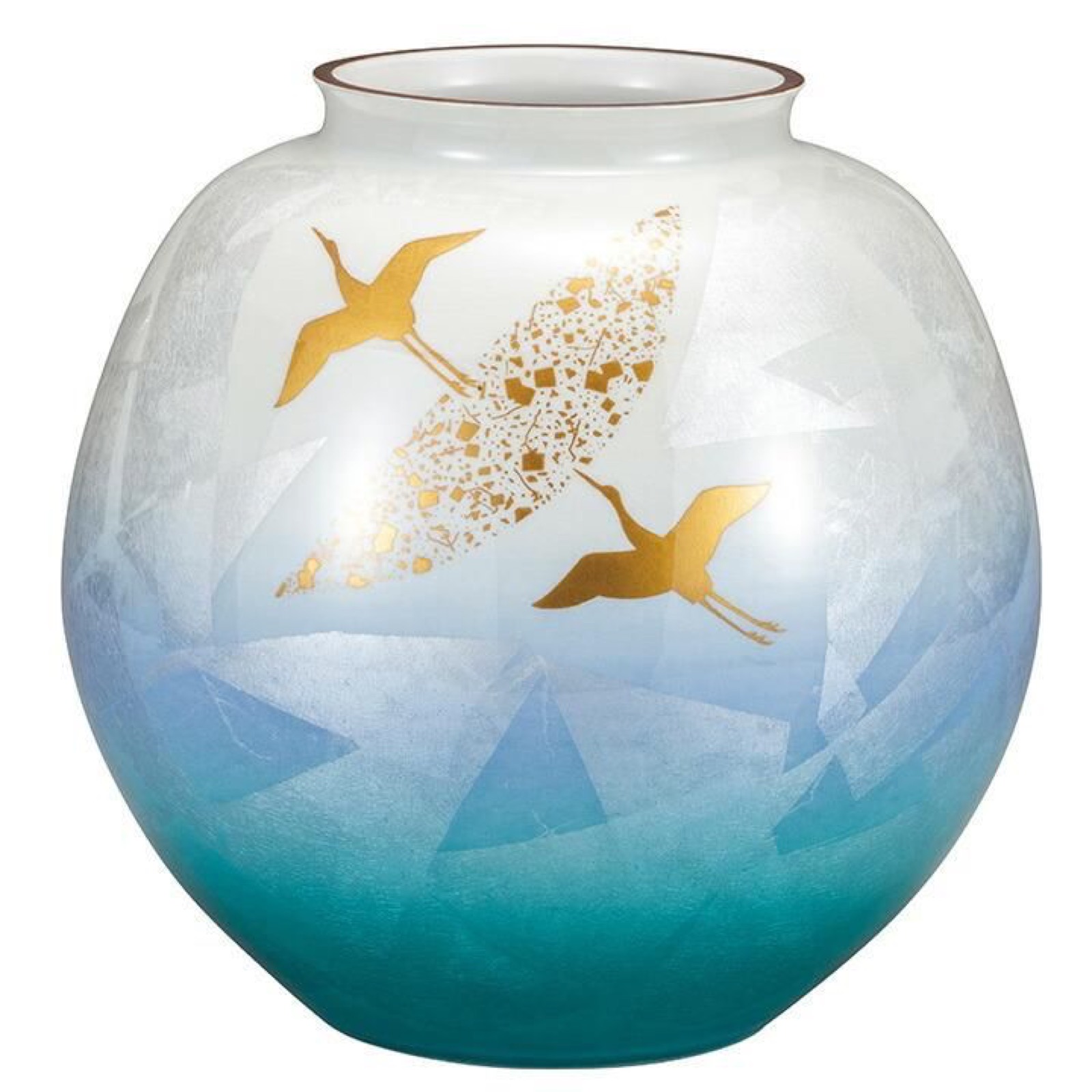 Grande Tigela Ornamental de Porcelana Kutani — motivo dragão em azul (sometsuke), ~29,5 cm